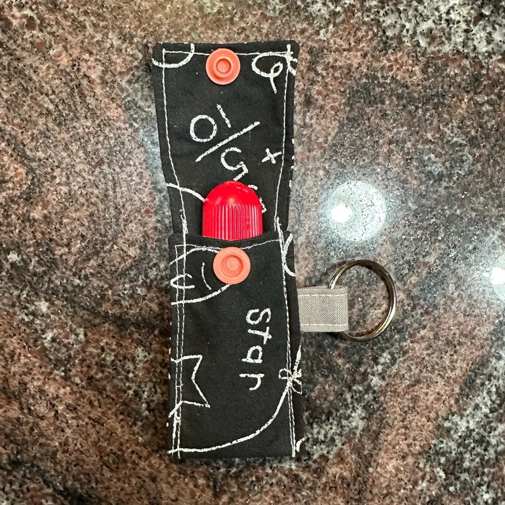 Handmade lip balm holder keychain- chalkboard design
